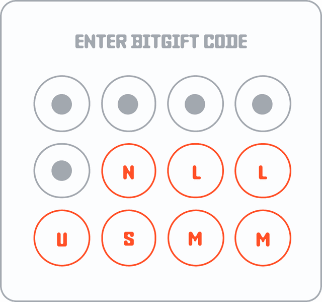 Step 1: Enter your BitGift code